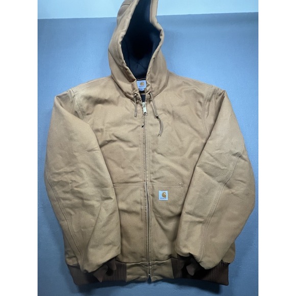 Carhartt Brown Mens Hooded Jacket Coat Size L Tall